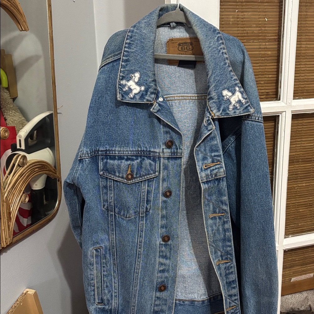 Route 66 Vintage 90's Rockabilly Poodle Patch Denim Jean Jacket All Seasons